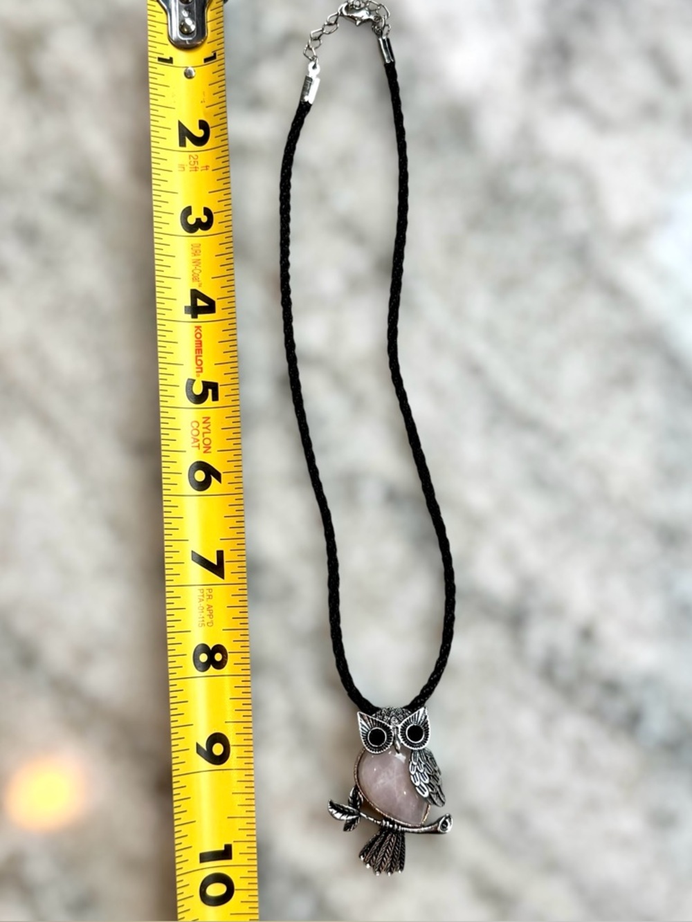 Rose Quartz Owl Pendant Necklace - Picture 4 of 6